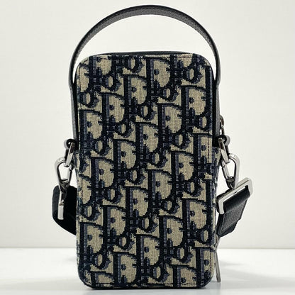 【中古】Christian Dior | クリスチャンディオール オブリーク ライダー マイクロ ポーチ ジャガード ショルダーバッグ ネイビー【尾張小牧店】