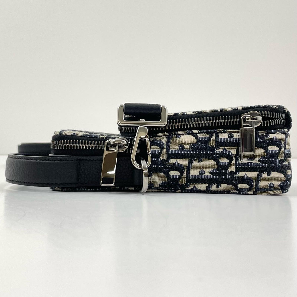 【中古】Christian Dior | クリスチャンディオール オブリーク ライダー マイクロ ポーチ ジャガード ショルダーバッグ ネイビー【尾張小牧店】