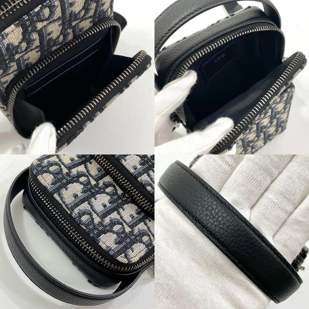 【中古】Christian Dior | クリスチャンディオール オブリーク ライダー マイクロ ポーチ ジャガード ショルダーバッグ ネイビー【尾張小牧店】