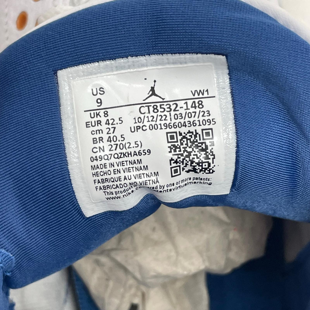 NIKE | ナイキ Air Jordan 3 Retro スニーカー 27.0cm CT8532-148 ホワイト【尾張小牧店】