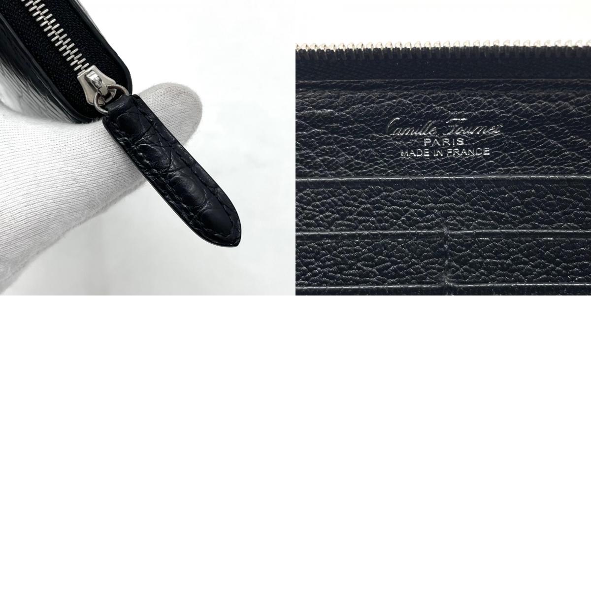 【中古】Camille Fournet | カミーユフォルネ ラウンドファスナー長財布 ブラック【尾張小牧店】