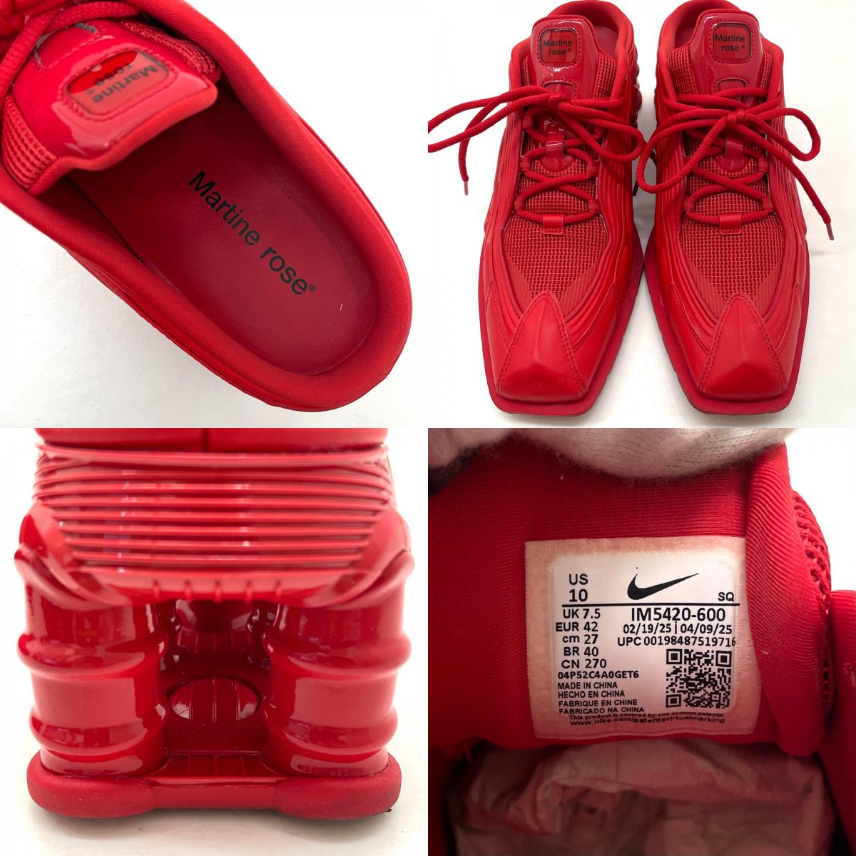 【中古】NIKE×Martine Rose | ナイキ×マーティンローズ Shox MR4 "Fire Red/Black"　ショックス MR4 "ファイヤーレッド/ブラック" スニーカー 靴　IM5420-600 レッド 27cm【尾張小牧店】