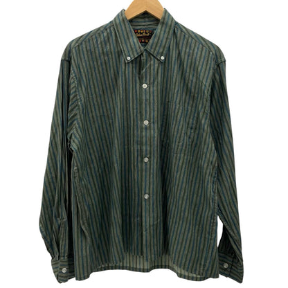 【中古】VINTAGE | ビンテージ　60s ストライプ柄 長袖シャツ グリーン×ブルー サイズ：L【尾張小牧店】