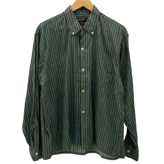 【中古】VINTAGE | ビンテージ　60s ストライプ柄 長袖シャツ グリーン×ブルー サイズ：L【尾張小牧店】
