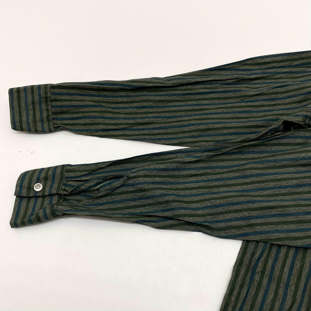 【中古】VINTAGE | ビンテージ　60s ストライプ柄 長袖シャツ グリーン×ブルー サイズ：L【尾張小牧店】
