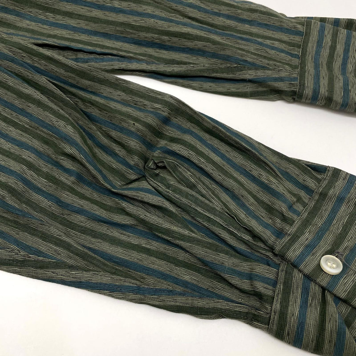 【中古】VINTAGE | ビンテージ　60s ストライプ柄 長袖シャツ グリーン×ブルー サイズ：L【尾張小牧店】