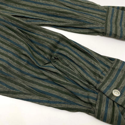 【中古】VINTAGE | ビンテージ　60s ストライプ柄 長袖シャツ グリーン×ブルー サイズ：L【尾張小牧店】