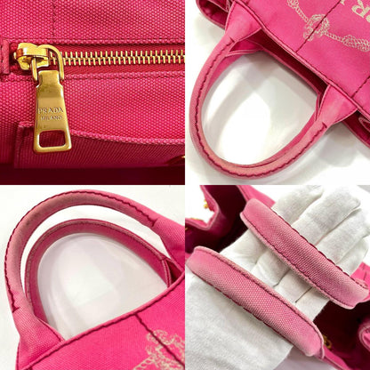 【中古】PRADA | プラダ カナパ キャンバス ハンドバッグ ピンク【尾張小牧店】