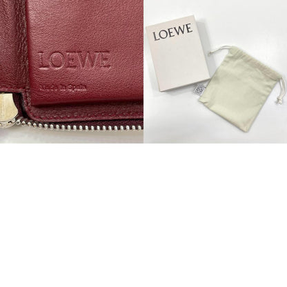 【中古】LOEWE | ロエベ パズル スクエア ジップウォレット ラウンドファスナー コンパクトウォレット 二つ折り財布 レッド×アイボリー【尾張小牧店】