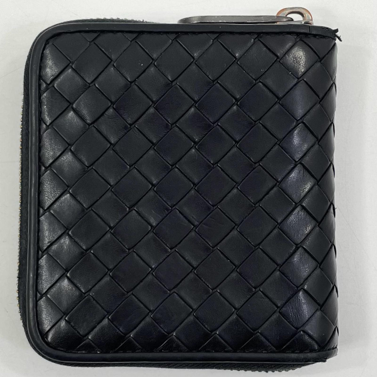 【中古】BOTTEGA VENETA | ボッテガヴェネタ イントレチャート コンパクトウォレット ラウンドファスナー 二つ折り財布 ブラック【尾張小牧店】