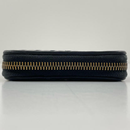 【中古】BOTTEGA VENETA | ボッテガヴェネタ イントレチャート コンパクトウォレット ラウンドファスナー 二つ折り財布 ブラック【尾張小牧店】
