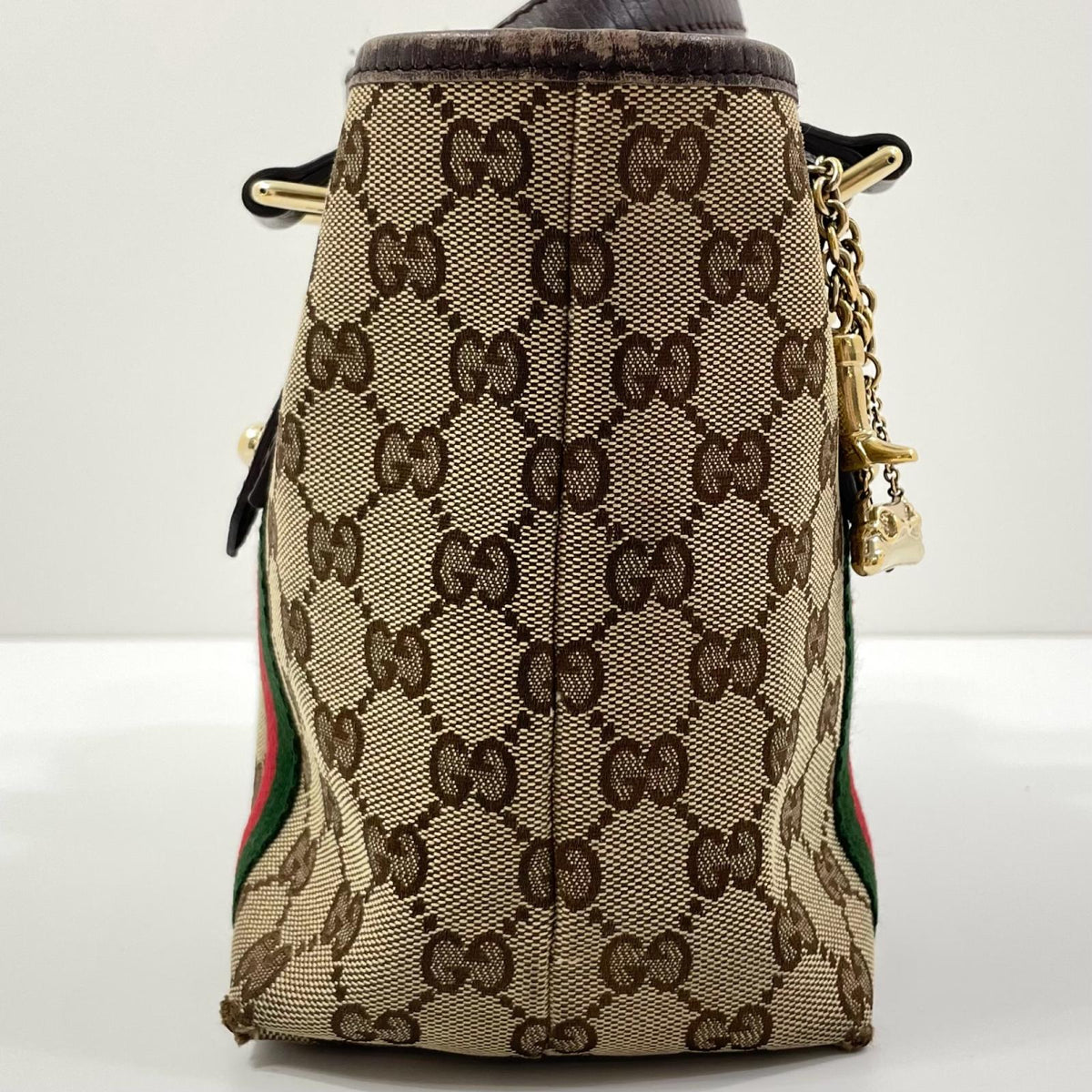 【中古】GUCCI | グッチ GGキャンバス シェリーライン ハンドバッグ チャーム付 139261･002046 ベージュ【尾張小牧店】
