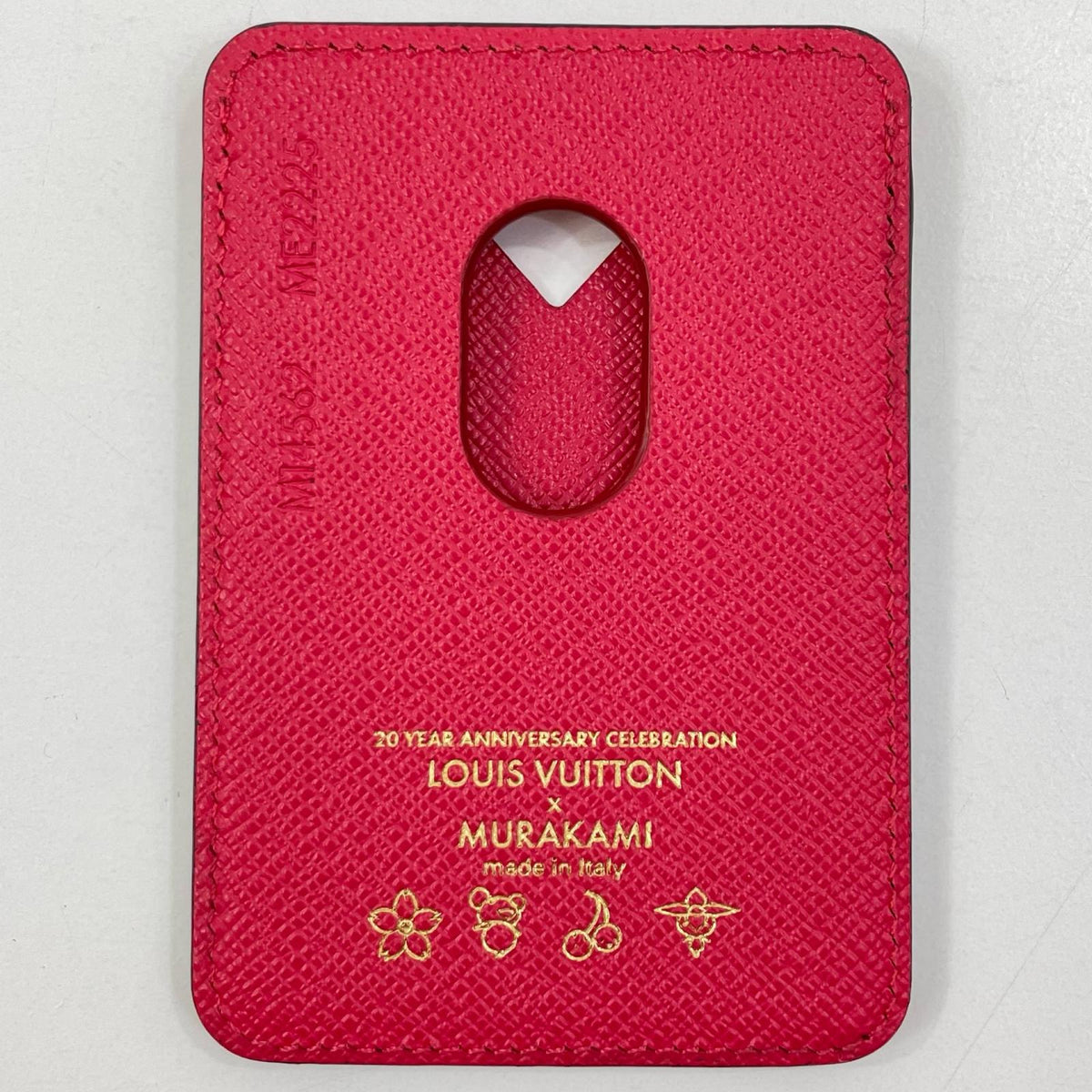 【中古】LOUIS VUITTON | ルイ・ヴィトン ポルト カルト マグネット 村上隆 モノグラム カードケース スマホアクセサリー MagSafe マグセーフ M14562 ブラウン×レッド チェリーレッド【尾張小牧店】