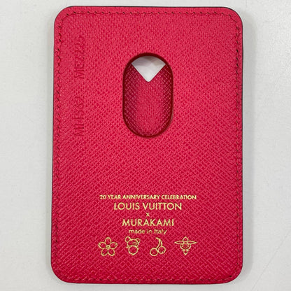 【中古】LOUIS VUITTON | ルイ・ヴィトン ポルト カルト マグネット 村上隆 モノグラム カードケース スマホアクセサリー MagSafe マグセーフ M14562 ブラウン×レッド チェリーレッド【尾張小牧店】