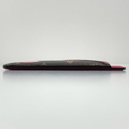 【中古】LOUIS VUITTON | ルイ・ヴィトン ポルト カルト マグネット 村上隆 モノグラム カードケース スマホアクセサリー MagSafe マグセーフ M14562 ブラウン×レッド チェリーレッド【尾張小牧店】