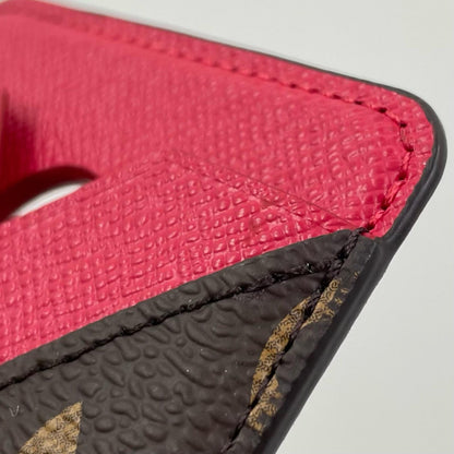 【中古】LOUIS VUITTON | ルイ・ヴィトン ポルト カルト マグネット 村上隆 モノグラム カードケース スマホアクセサリー MagSafe マグセーフ M14562 ブラウン×レッド チェリーレッド【尾張小牧店】