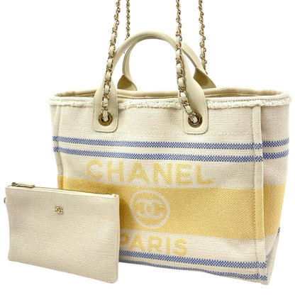 【中古】CHANEL | シャネル ドーヴィル 2way ハンドバッグ トートバッグ チェーンショルダー AS3351 ホワイト【尾張小牧店】