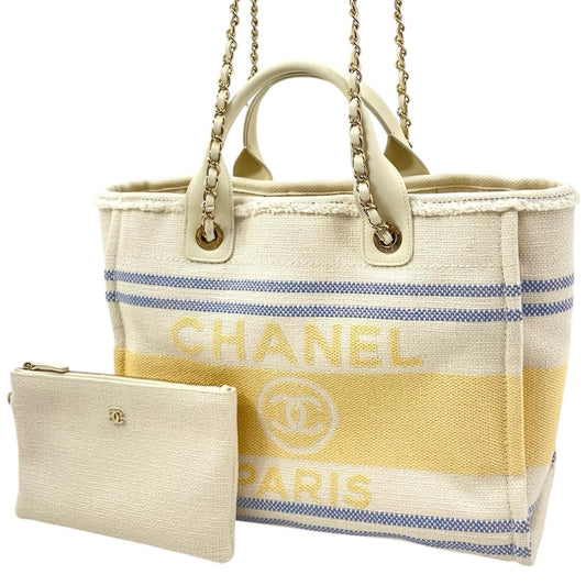 【中古】CHANEL | シャネル ドーヴィル 2way ハンドバッグ トートバッグ チェーンショルダー AS3351 ホワイト【尾張小牧店】