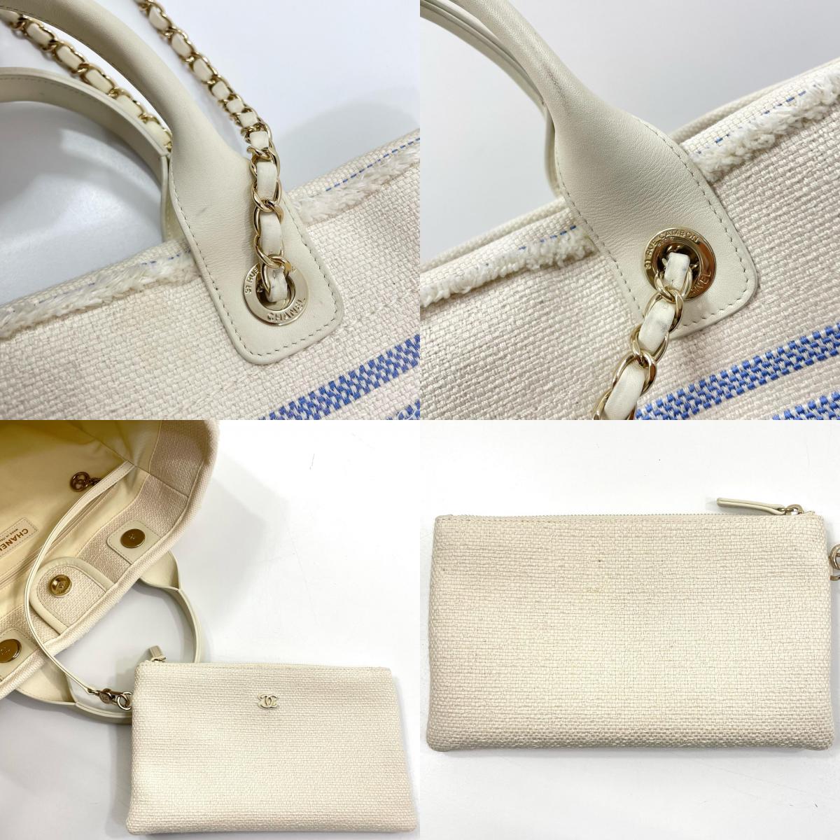 【中古】CHANEL | シャネル ドーヴィル 2way ハンドバッグ トートバッグ チェーンショルダー AS3351 ホワイト【尾張小牧店】
