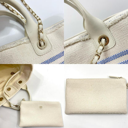 【中古】CHANEL | シャネル ドーヴィル 2way ハンドバッグ トートバッグ チェーンショルダー AS3351 ホワイト【尾張小牧店】