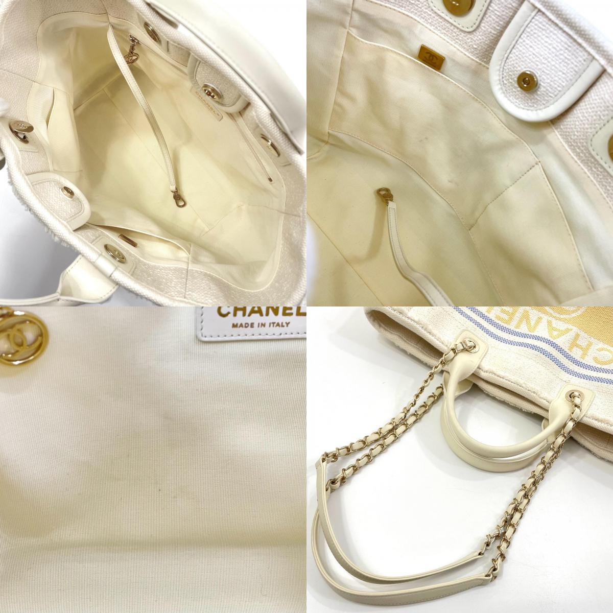 【中古】CHANEL | シャネル ドーヴィル 2way ハンドバッグ トートバッグ チェーンショルダー AS3351 ホワイト【尾張小牧店】