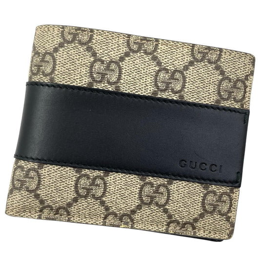 【中古】GUCCI | グッチ GGスプリーム コンパクトウォレット 二つ折り財布 451240･496085 ブラウン×ブラック【尾張小牧店】