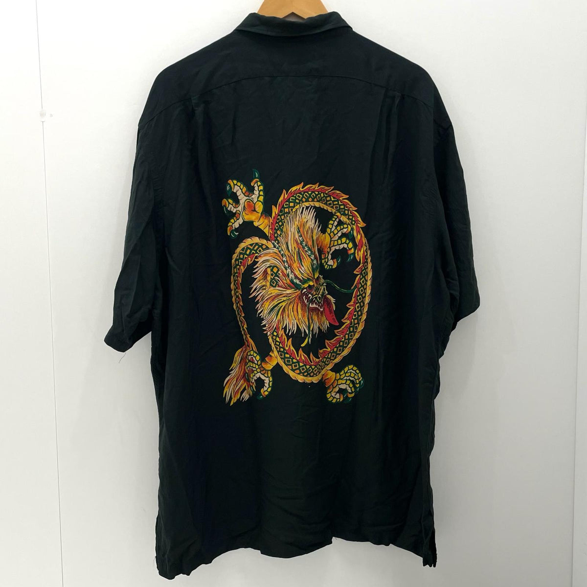 【中古】POLO RALPH LAUREN | ポロ・ラルフローレン　90's レーヨン　アロハシャツ　オープンカラー　パネル柄半袖シャツ ブラック サイズ：XXL【尾張小牧店】