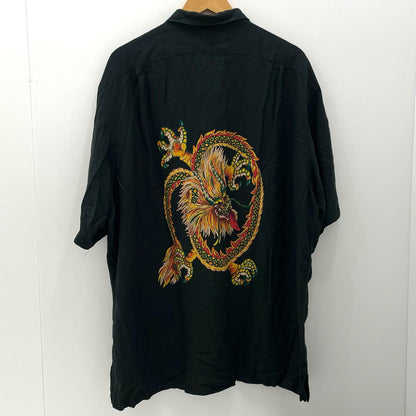 【中古】POLO RALPH LAUREN | ポロ・ラルフローレン　90's レーヨン　アロハシャツ　オープンカラー　パネル柄半袖シャツ ブラック サイズ：XXL【尾張小牧店】