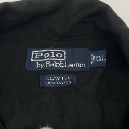 【中古】POLO RALPH LAUREN | ポロ・ラルフローレン　90's レーヨン　アロハシャツ　オープンカラー　パネル柄半袖シャツ ブラック サイズ：XXL【尾張小牧店】