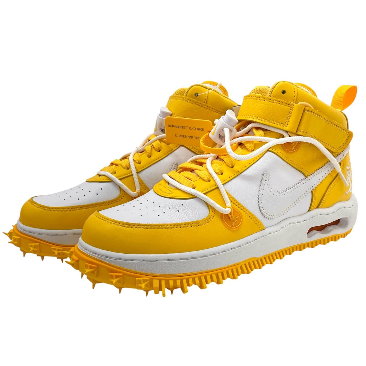 【中古】NIKE×Off-White | ナイキ×オフホワイト Air Force 1 Mid SP LTHR "White and Varsity Maize"/エアフォース1 ミッド SP レザー "ホワイト アンド バーシティメイズ" スニーカー 靴　DR0500-101 イエロー×ホワイト 29cm【尾張小牧店】