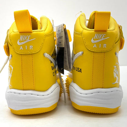 【中古】NIKE×Off-White | ナイキ×オフホワイト Air Force 1 Mid SP LTHR "White and Varsity Maize"/エアフォース1 ミッド SP レザー "ホワイト アンド バーシティメイズ" スニーカー 靴　DR0500-101 イエロー×ホワイト 29cm【尾張小牧店】