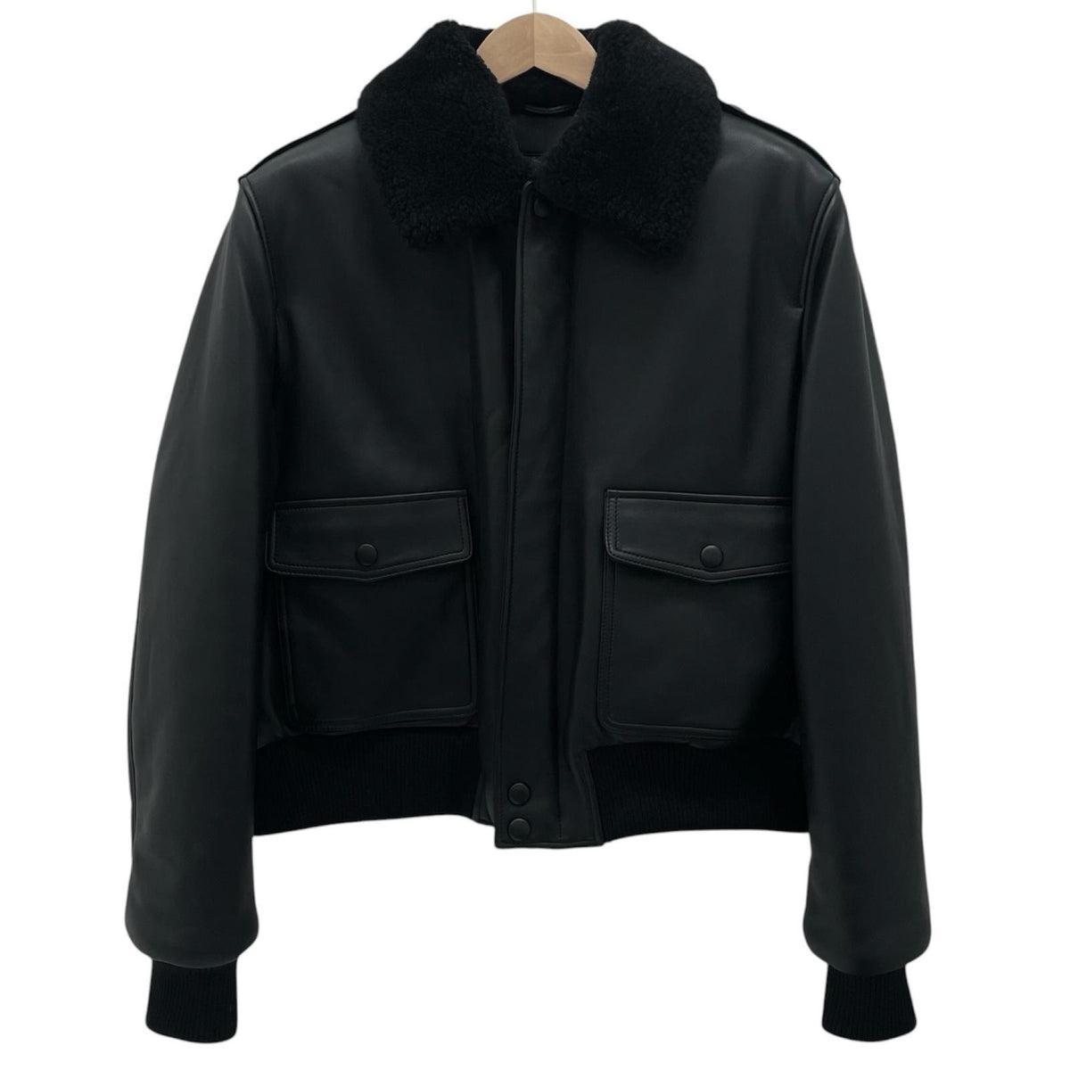 【中古】AMI | アミ 襟ボア取り外し可能　レザージャケット UJK080.552 ブラック サイズ：XXL【尾張小牧店】