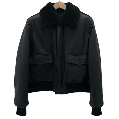 【中古】AMI | アミ 襟ボア取り外し可能　レザージャケット UJK080.552 ブラック サイズ：XXL【尾張小牧店】