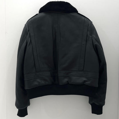 【中古】AMI | アミ 襟ボア取り外し可能　レザージャケット UJK080.552 ブラック サイズ：XXL【尾張小牧店】