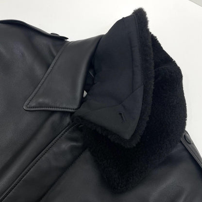 【中古】AMI | アミ 襟ボア取り外し可能　レザージャケット UJK080.552 ブラック サイズ：XXL【尾張小牧店】