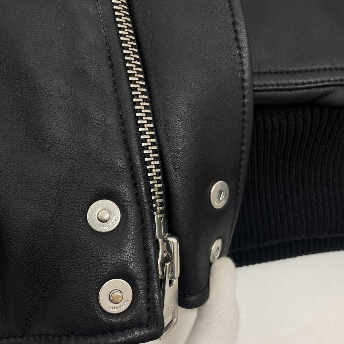 【中古】AMI | アミ 襟ボア取り外し可能　レザージャケット UJK080.552 ブラック サイズ：XXL【尾張小牧店】