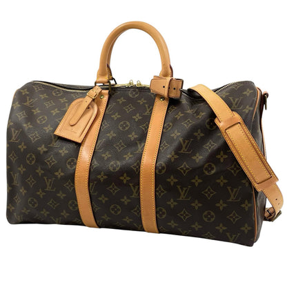 【中古】LOUIS VUITTON | ルイ・ヴィトン キーポル バンドリエール45 モノグラム ボストンバッグ ショルダーバッグ M41418 ブラウン【尾張小牧店】