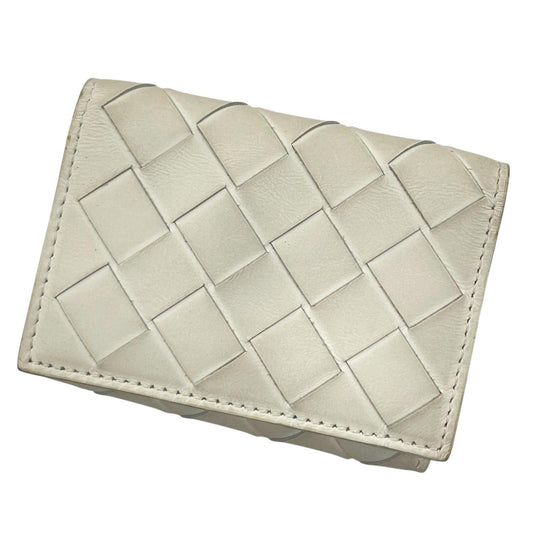 【中古】BOTTEGA VENETA | ボッテガヴェネタ タイニー イントレチャート コンパクトウォレット 三つ折り財布 667036 ホワイト×ブルー【尾張小牧店】