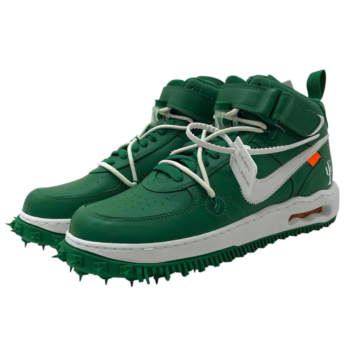 【中古】NIKE×Off-White | ナイキ×オフホワイト Air Force 1 Mid SP LTHR "Pine Green"/エアフォース1 ミッド SP LTHR "パイングリーン" スニーカー 靴 DR0500-300 グリーン 27cm【尾張小牧店】