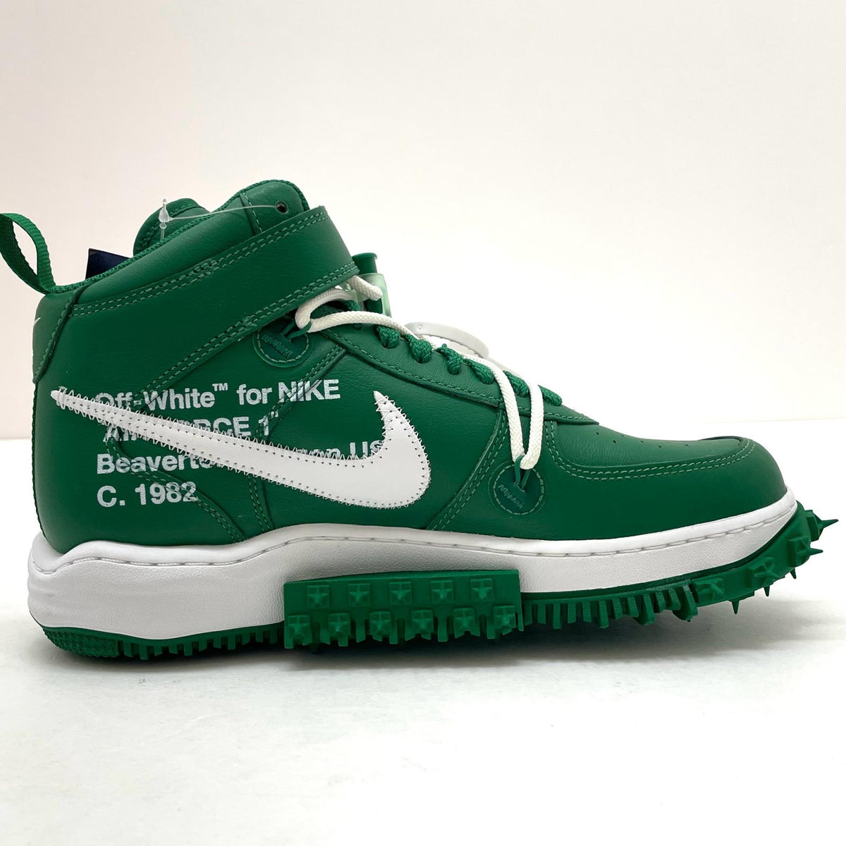 【中古】NIKE×Off-White | ナイキ×オフホワイト Air Force 1 Mid SP LTHR "Pine Green"/エアフォース1 ミッド SP LTHR "パイングリーン" スニーカー 靴 DR0500-300 グリーン 27cm【尾張小牧店】