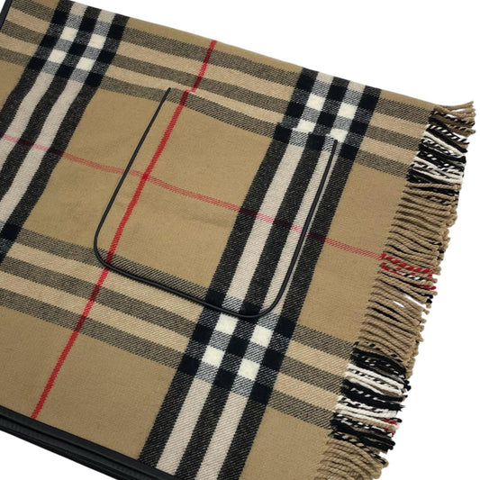 【中古】BURBERRY | バーバリー チェック柄フリンジケープ ポンチョ ベージュ【尾張小牧店】【専】