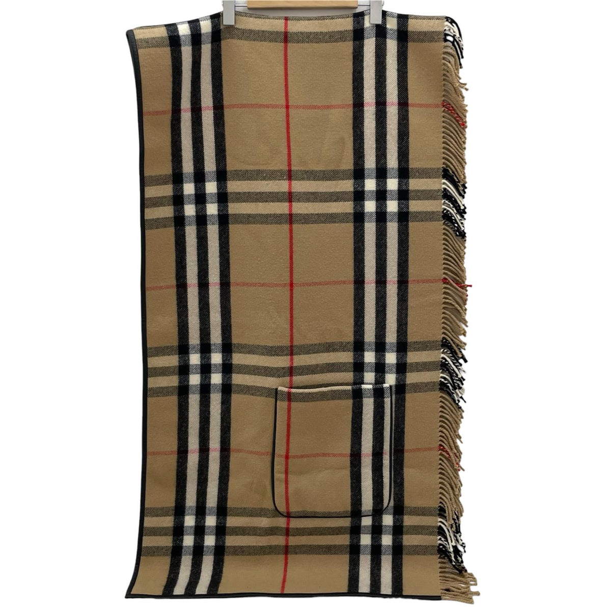 【中古】BURBERRY | バーバリー チェック柄フリンジケープ ポンチョ ベージュ【尾張小牧店】【専】