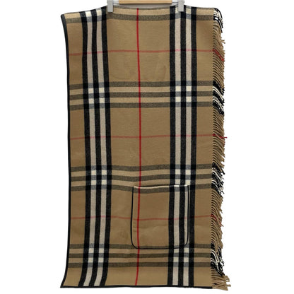 【中古】BURBERRY | バーバリー チェック柄フリンジケープ ポンチョ ベージュ【尾張小牧店】【専】