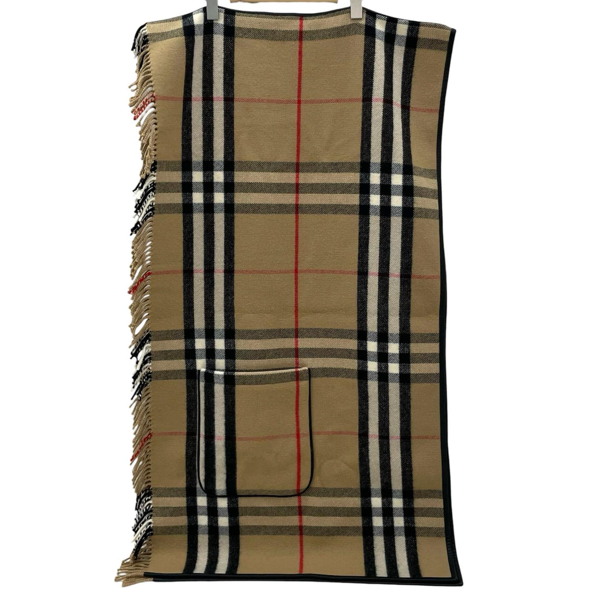 【中古】BURBERRY | バーバリー チェック柄フリンジケープ ポンチョ ベージュ【尾張小牧店】【専】
