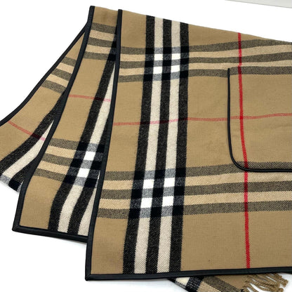 【中古】BURBERRY | バーバリー チェック柄フリンジケープ ポンチョ ベージュ【尾張小牧店】【専】