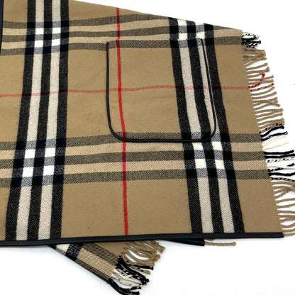 【中古】BURBERRY | バーバリー チェック柄フリンジケープ ポンチョ ベージュ【尾張小牧店】【専】