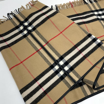 【中古】BURBERRY | バーバリー チェック柄フリンジケープ ポンチョ ベージュ【尾張小牧店】【専】