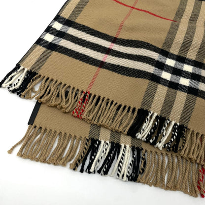 【中古】BURBERRY | バーバリー チェック柄フリンジケープ ポンチョ ベージュ【尾張小牧店】【専】