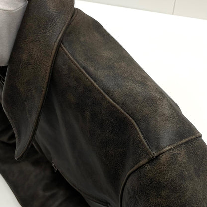 【中古】RRL(RALPH LAUREN) | ダブルアールエルラルフローレン OWENS SPORTS LEATHER JACKET レザージャケット ブラウン サイズ：M【尾張小牧店】