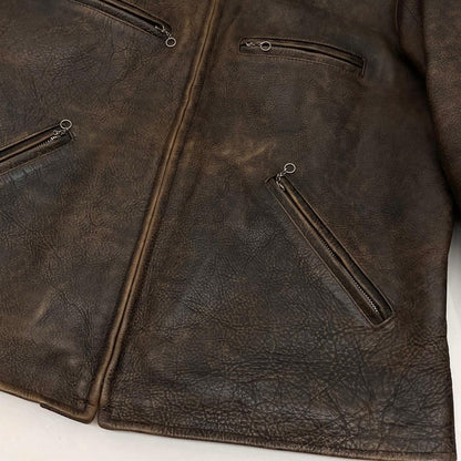 【中古】RRL(RALPH LAUREN) | ダブルアールエルラルフローレン OWENS SPORTS LEATHER JACKET レザージャケット ブラウン サイズ：M【尾張小牧店】
